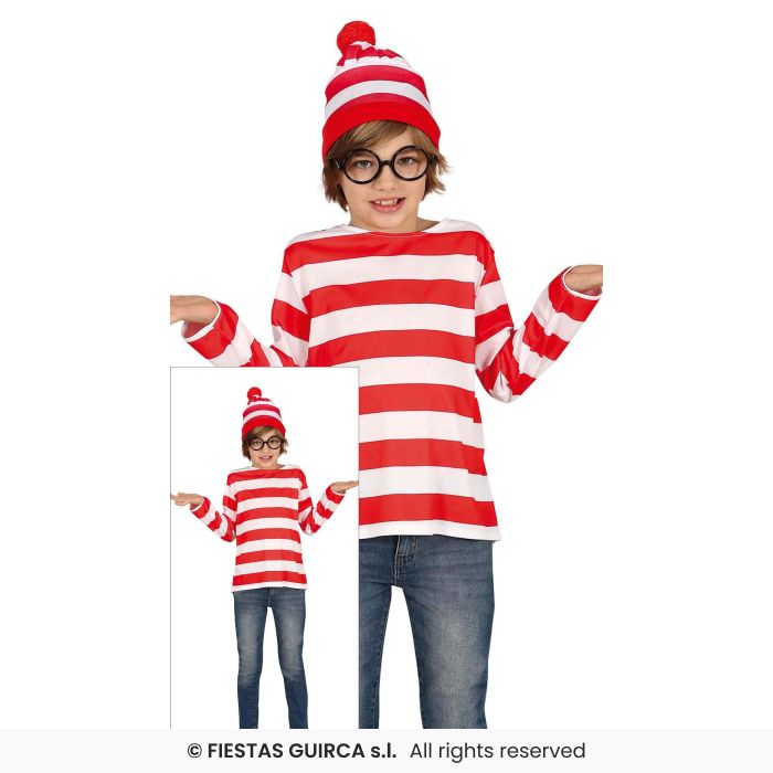 Boys Fancy Dress Costume Red & White Striped Top Book Day Fancy Dress Outfit Age 3-12