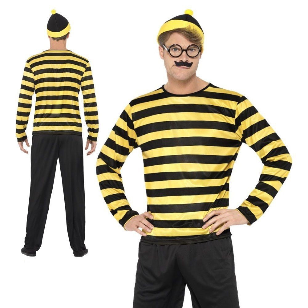 Adult Where's Wally Odlaw Costume Mens Book Week Day Fancy Dress Outfit