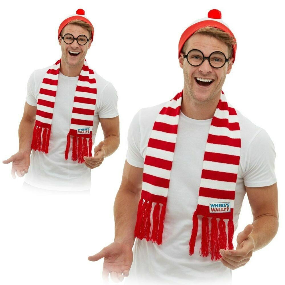 Adults Where's Wally Wenda Costume Kit Mens Ladies Fancy Dress Outfit New