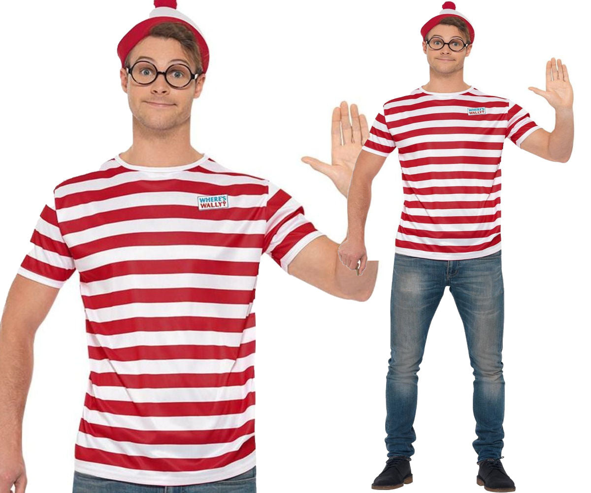 Where's Wally Kit Mens Ladies Instant Wally Fancy Dress Costume Kit New