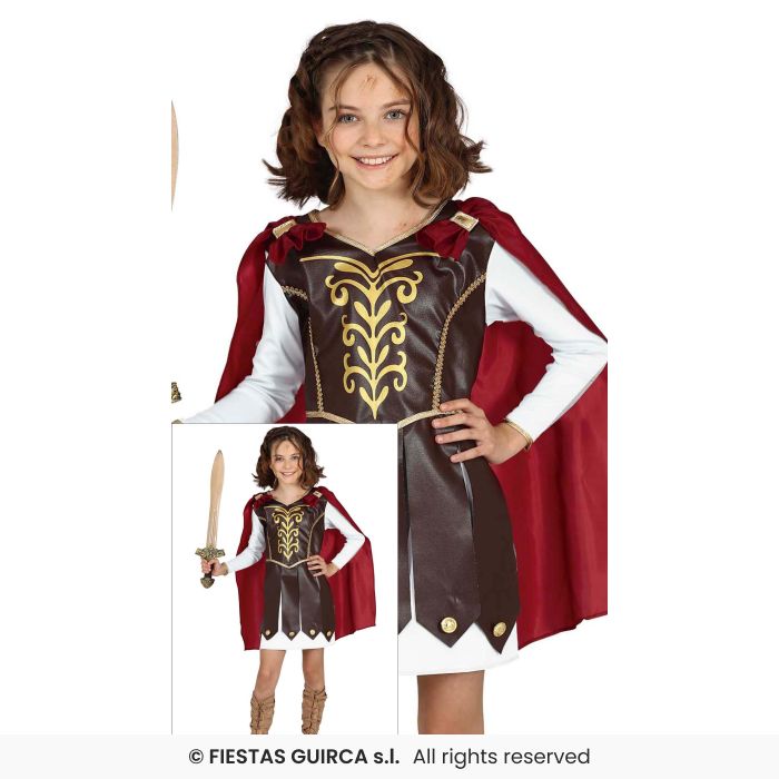Girls Warrior Costume Roman Centurion Girl Fancy Dress Outfit Book Day Age 5-12