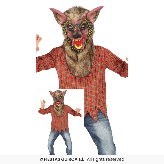 Wolf Costume Boys Werewolf Fancy Dress Outfit Halloween + Mask Age 3-12