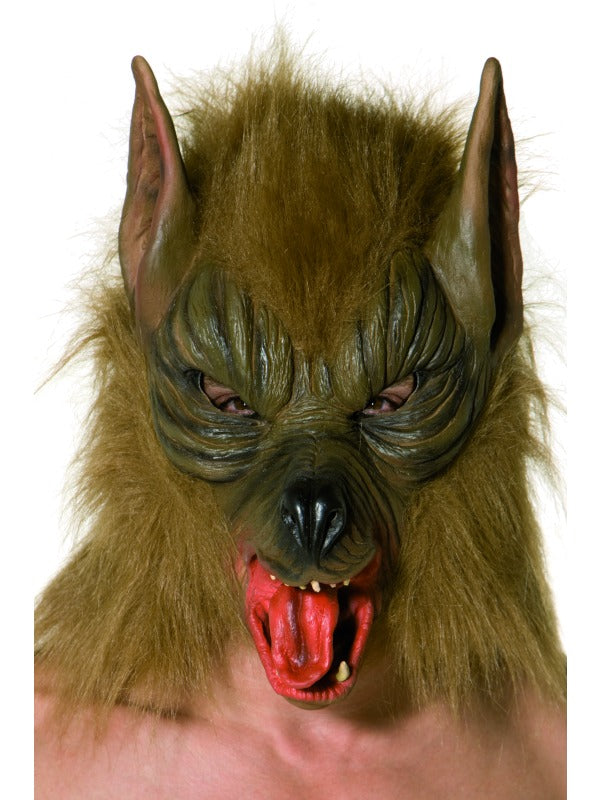Brown Werewolf Mask Adult Deluxe Halloween Full Face Mask Fancy Dress Wolf