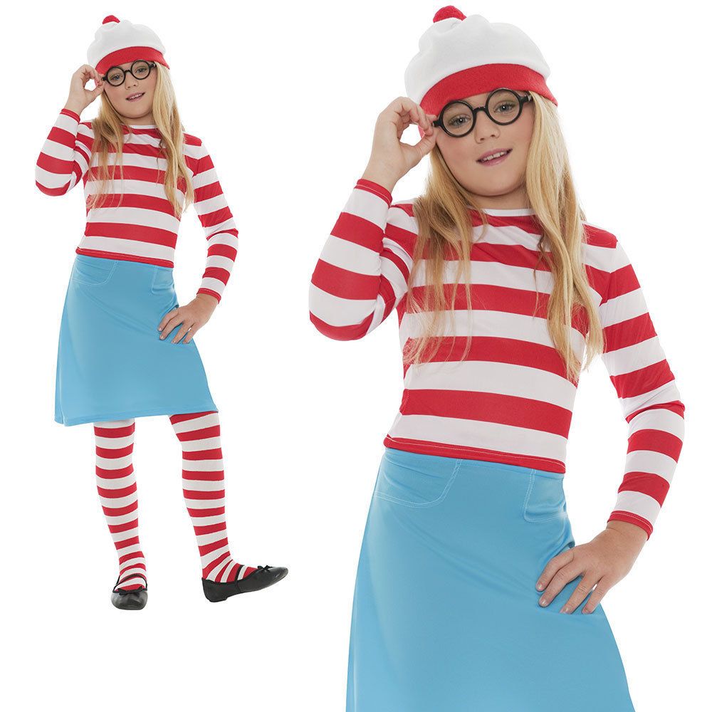 Where's Wally Wenda Female Girls Kids Fancy Dress Costume Book Day
