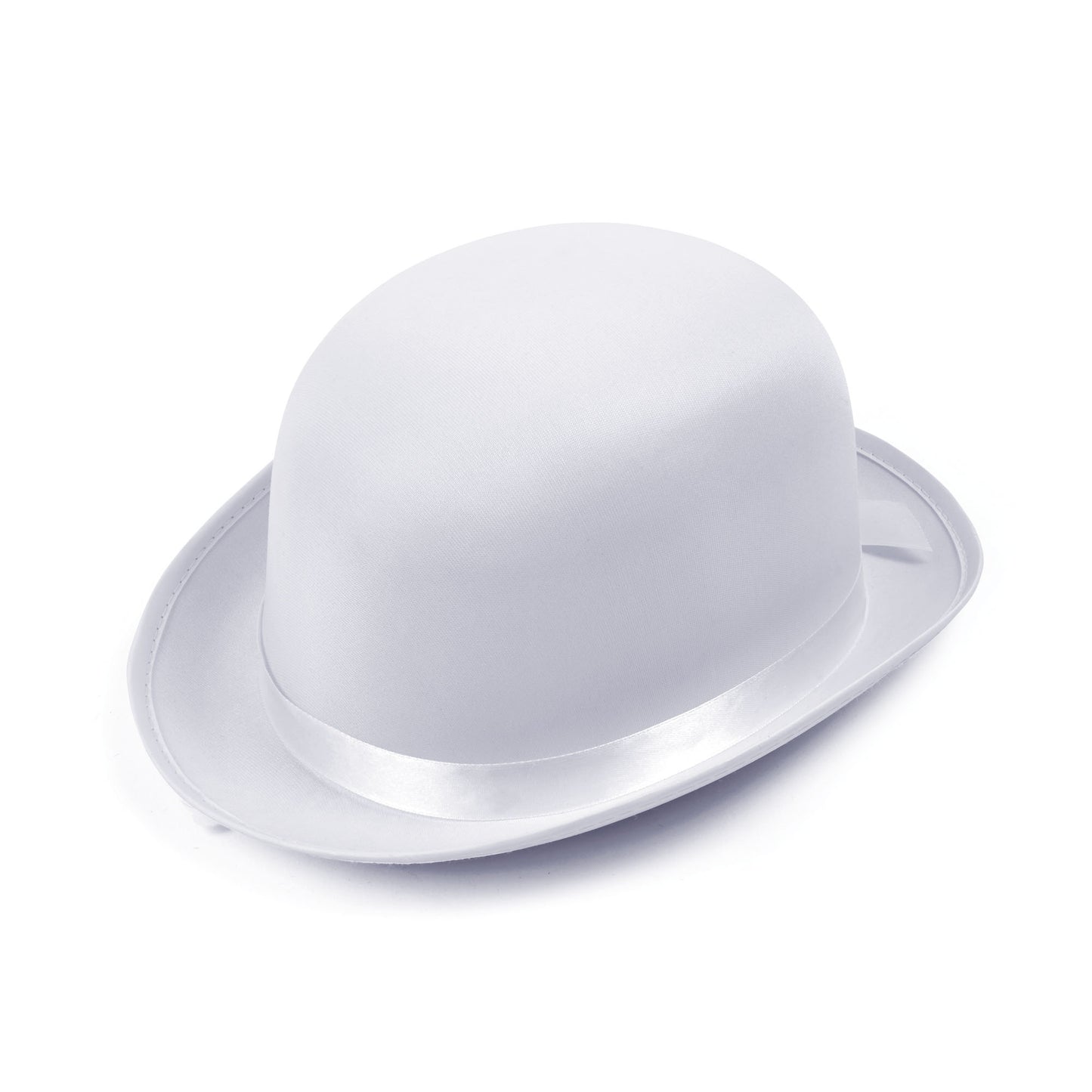 Adults Bowler Hat White Felt With Band Fancy Dress Mens Ladies Accessory