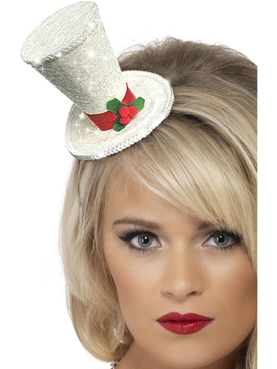 WHITE CHRISTMAS SANTA TOP HAT
