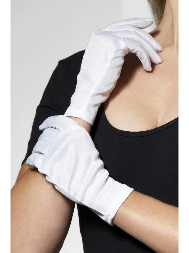 Short White Gloves Mime Act Santa Ladies Mens Fancy Dress Christmas Accessory