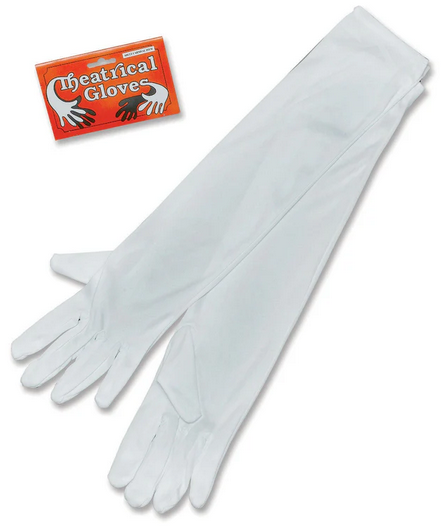 White Long Length Ladies Gloves Flapper Burlesque Fancy Dress Accessory
