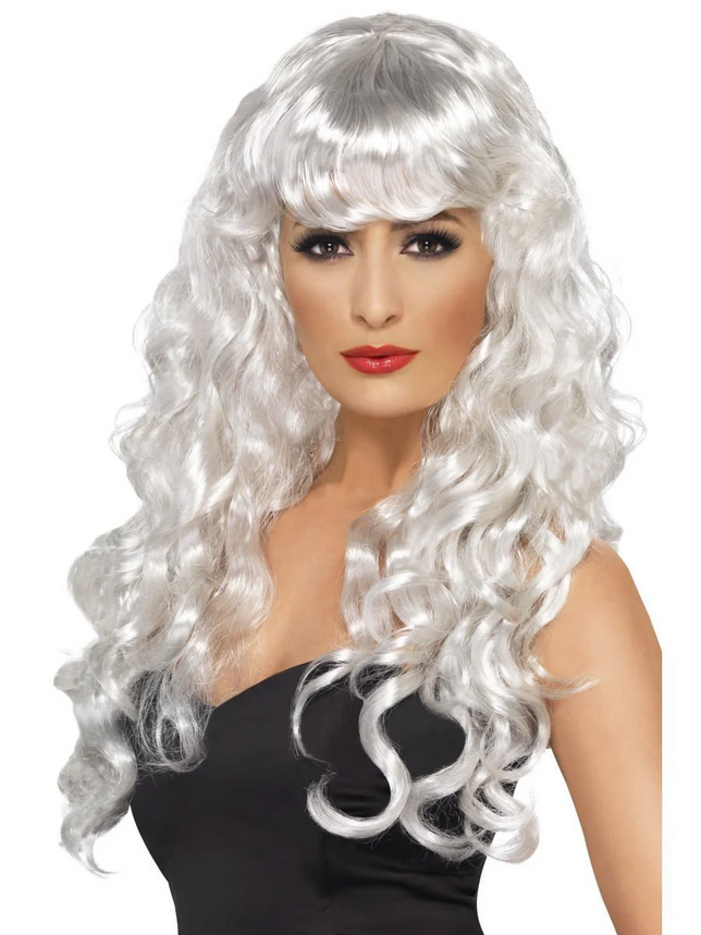 Siren Wig Ladies Long Curly Halloween Wig Adults Fancy Dress Fringed Wig