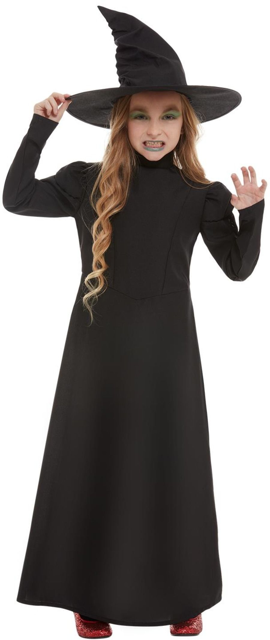 Wicked Witch Girls Halloween Fancy Dress Kids Wizard of Oz Child Costume + Hat