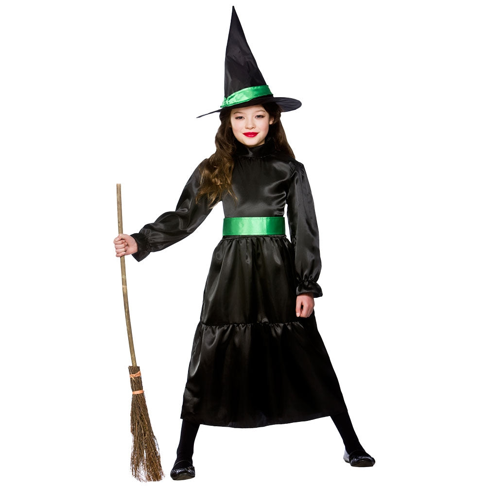Wicked Witch + Hat Girls Halloween Fancy Dress Kids Wizard of Oz Child Age 3-13