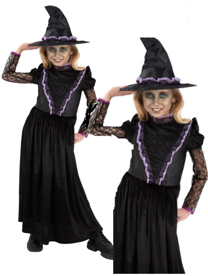 Witch from the West Costume Girls Halloween Witches Fancy Dress Outfit Kids
