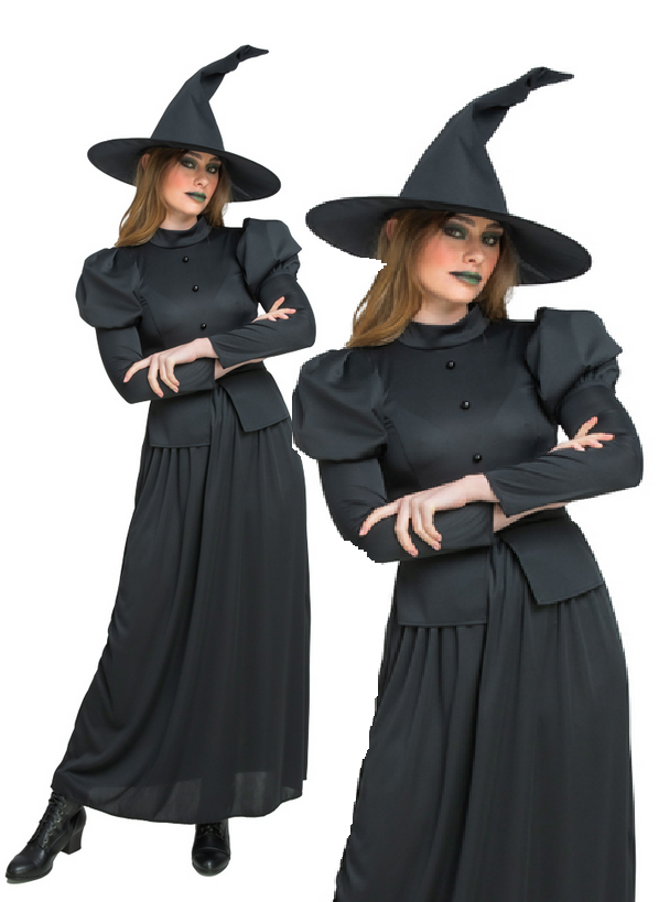 Wicked Witch Costume Ladies Black Witches Outfit Halloween Fancy Dress UK 10-22