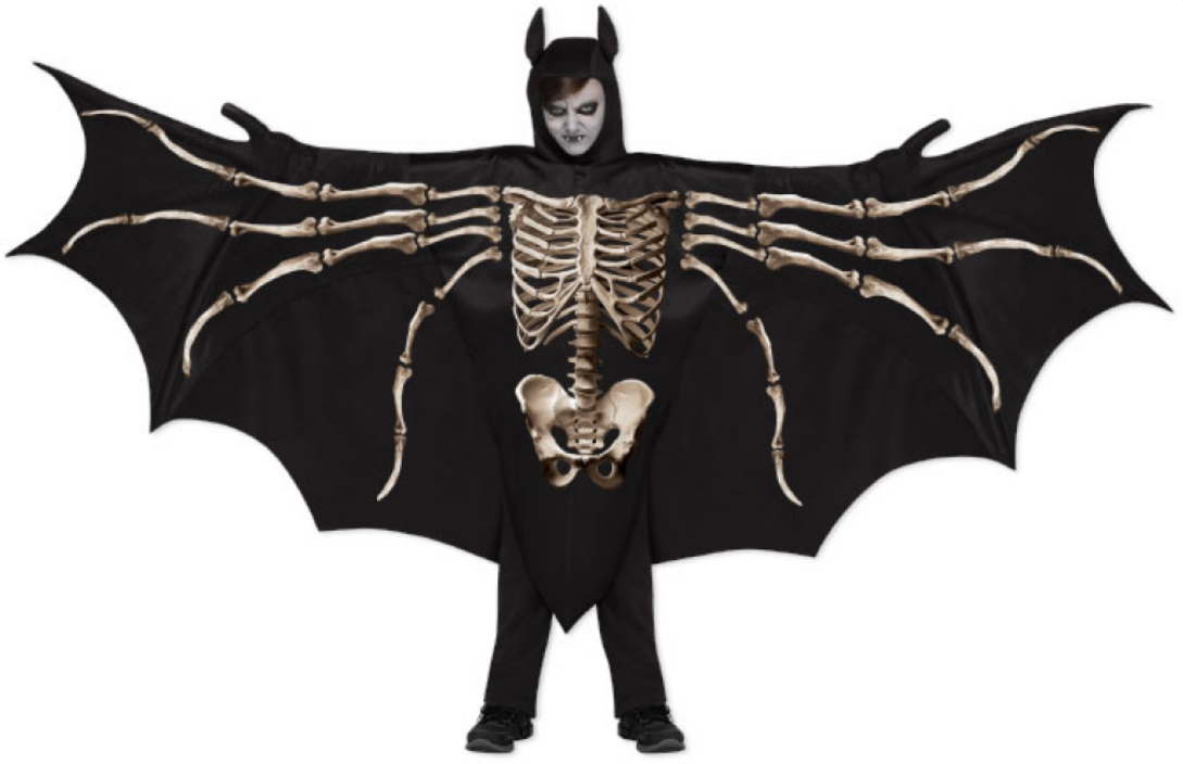 Wicked Wing Bat Kids Costume Halloween Skeleton Bones Fancy Dress Boys Girls