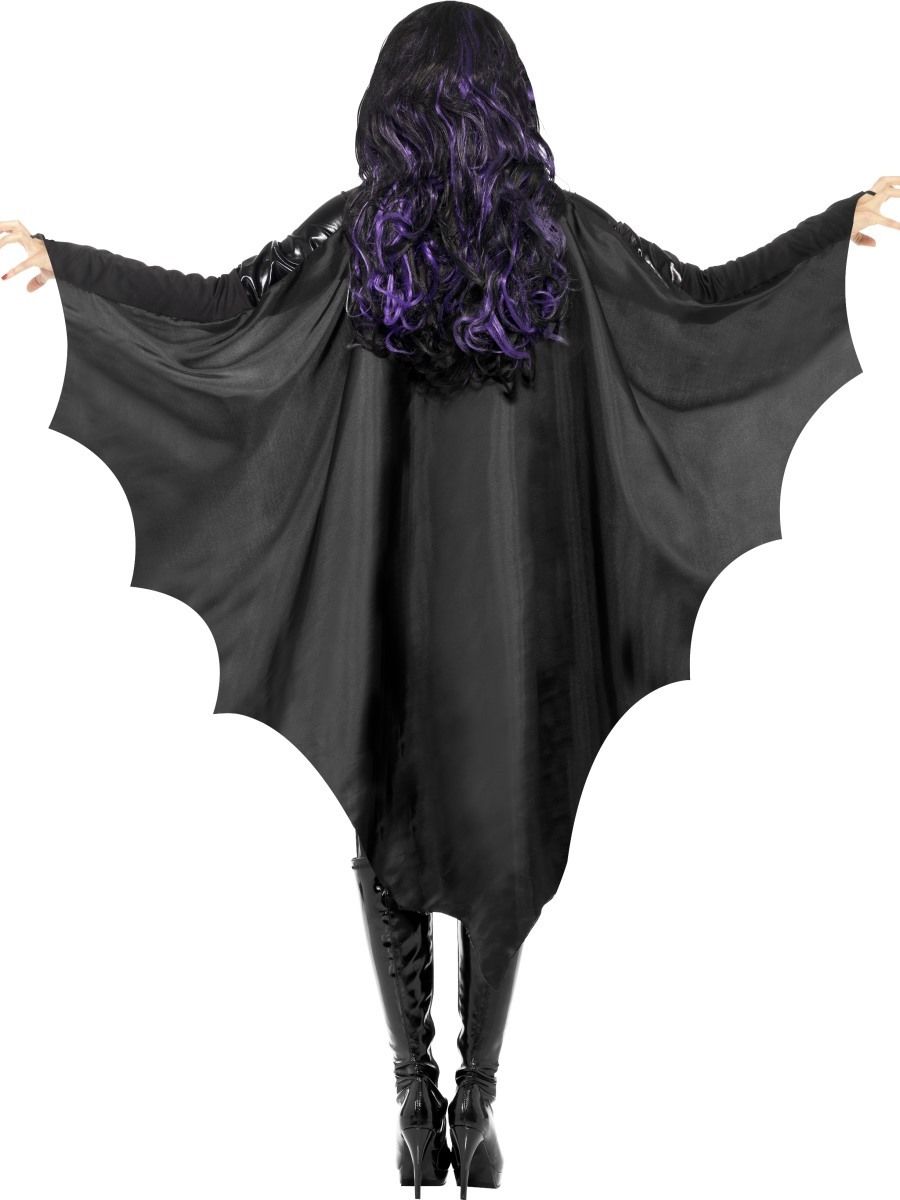 Vampire Bat Wings Adult Halloween Black Ladies Fancy Dress New Cape