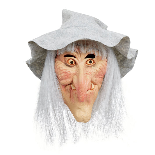 Witch Mask with Grey Hat + Hair