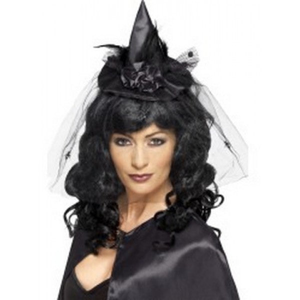 Mini Black Witches Hat Halloween Adults Ladies Girls Kids Fancy Dress