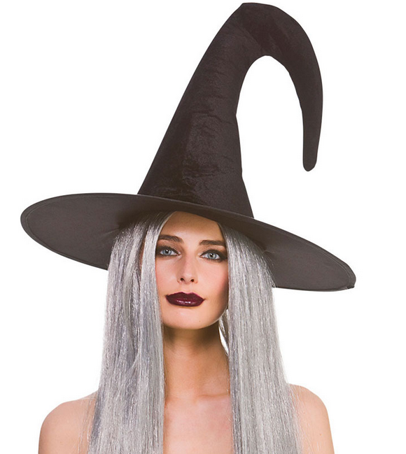 Deluxe Velvet Witches Hat Adults Halloween Fancy Dress Accessory Black Hat