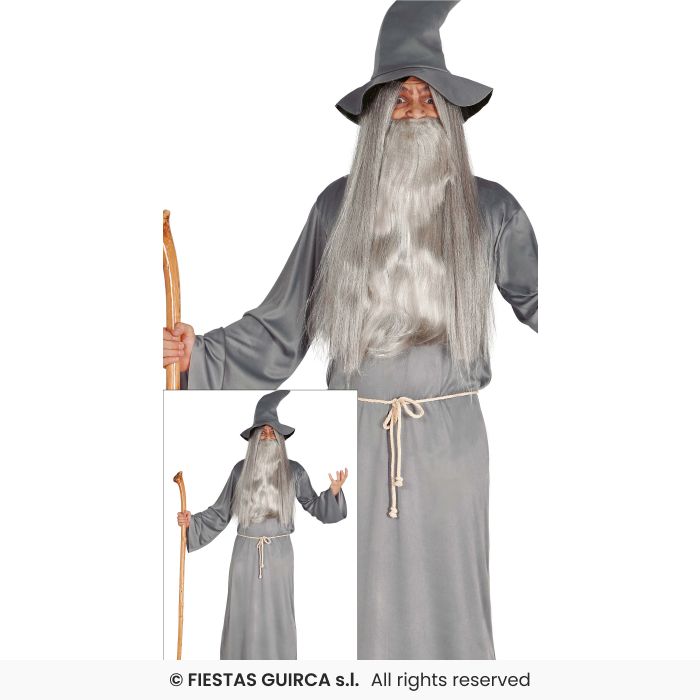 Grey Wizard Mens Fancy Dress Costume Adults Film Book Day Outfit S-XL