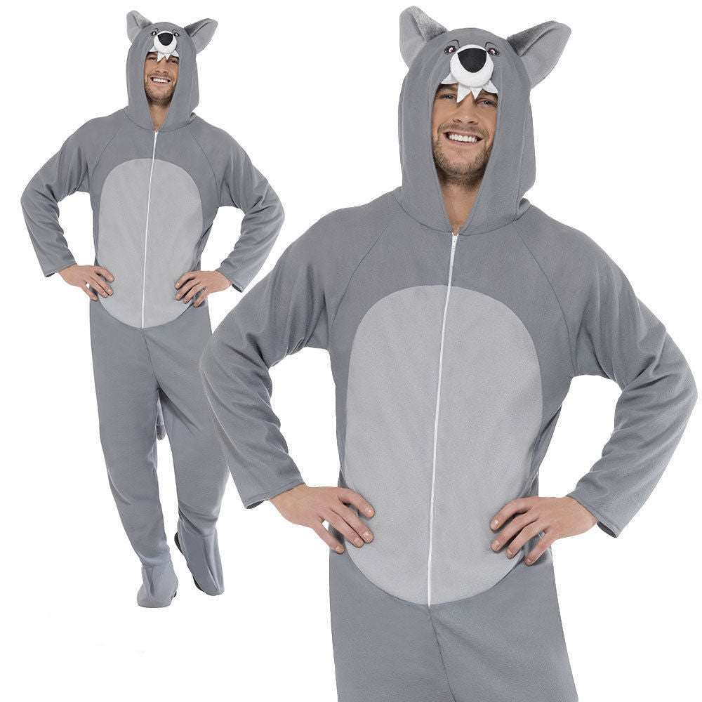 Adult Wolf Jumpsuit Costume Book Week Day Unisex Fancy Dress Outfit M L