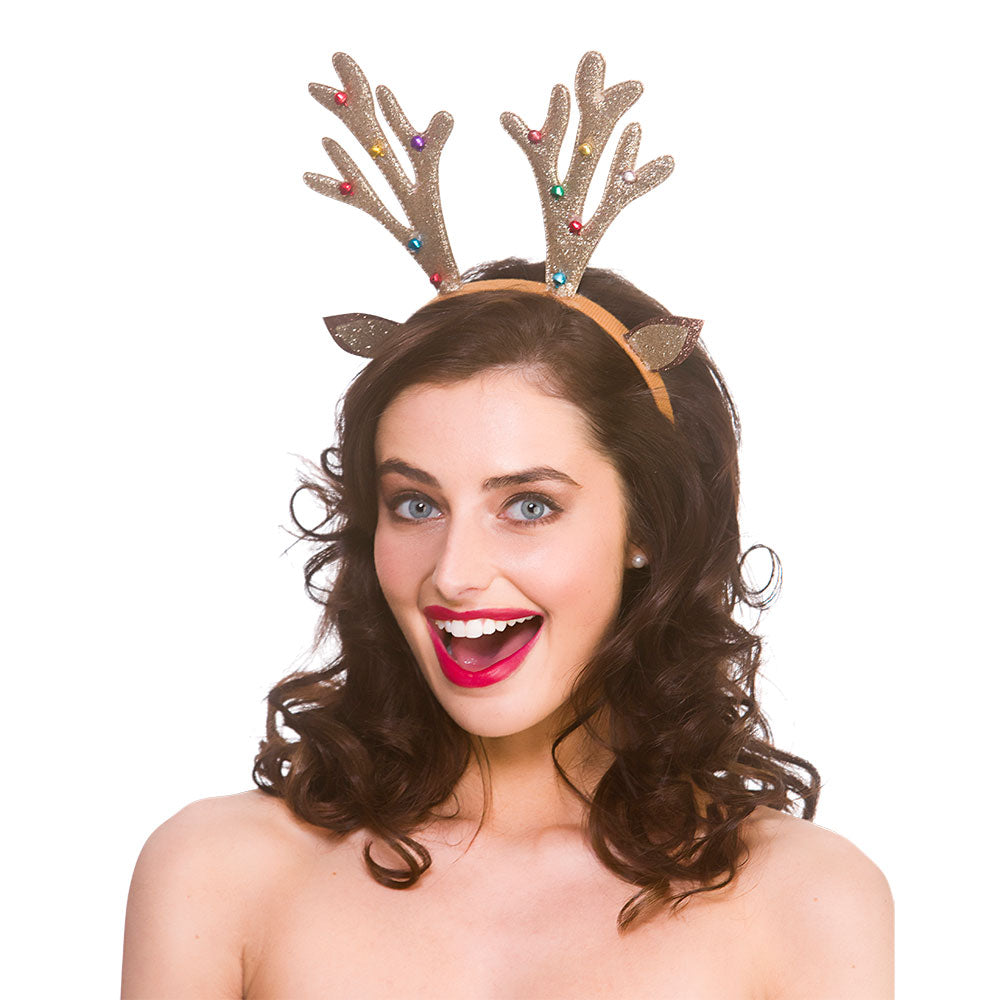 Glitter Reindeer Antlers Christmas Party Fancy Dress Accessory Xmas Pr –  Kingdom Fancy Dress