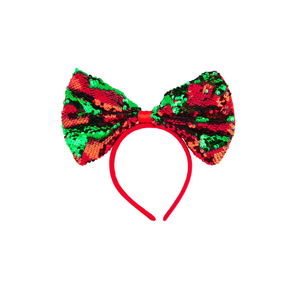 Christmas Gift Bow Green Red Headband Ladies Christmas Fancy Dress