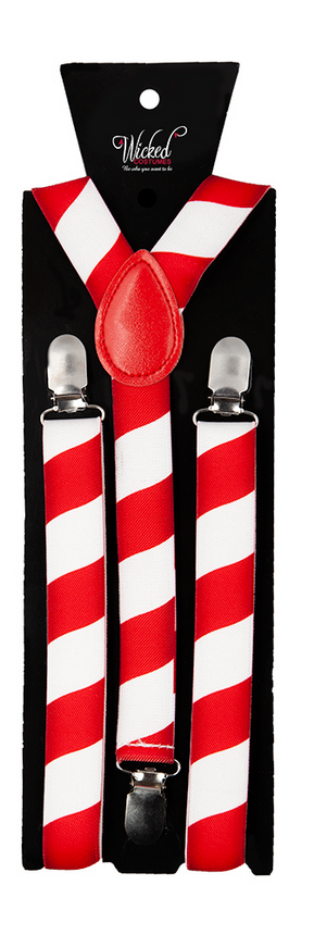 Candy Cane Red & White Braces Adults Christmas Fancy Dress Accessory Santa