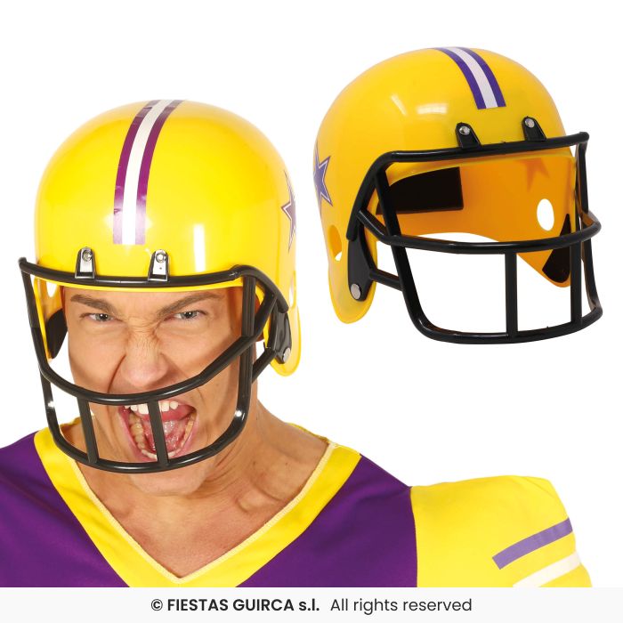 American Football Helmet Adults Fancy Dress Accessory Footballer Mens Yellow