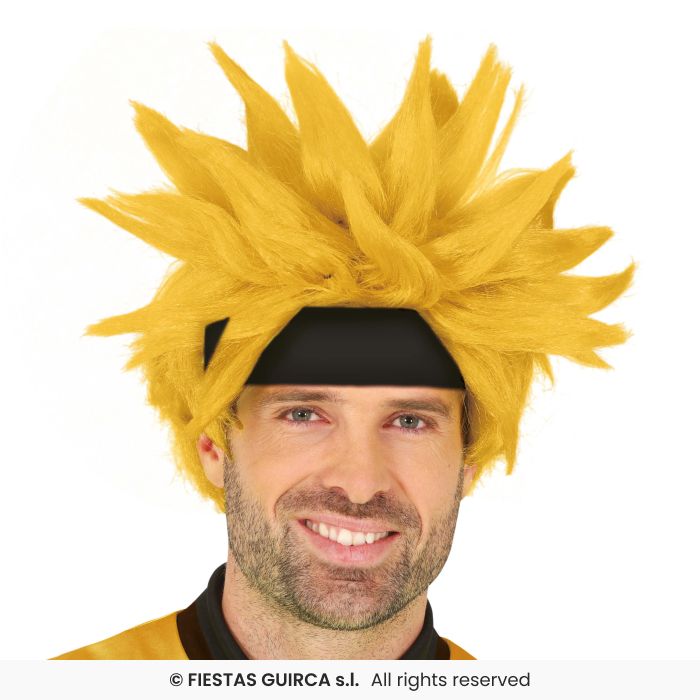 Yellow Fringed Wig Mens Spiked Wig Fancy Dress Cartoon Character Wig