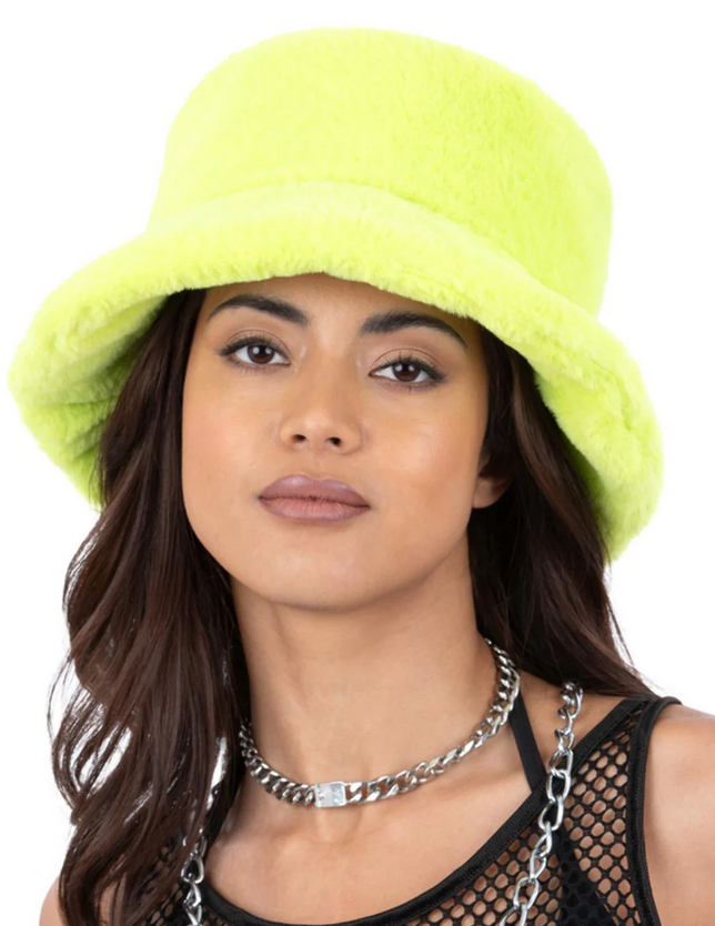 Fur Bucket Hat Furry Adults Retro 90s Bucket Hat Raver Rapper Rap