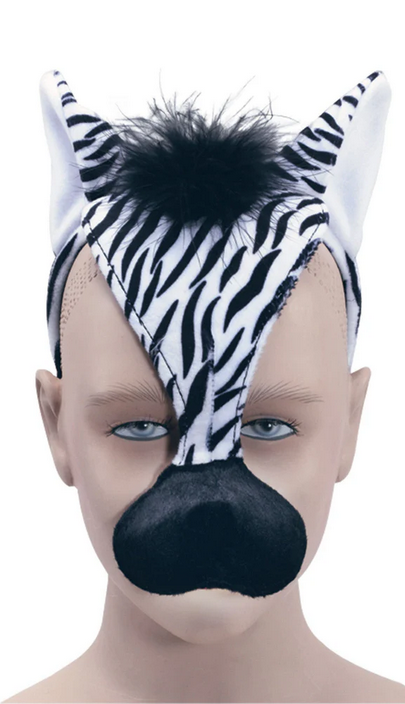 Zebra Mask With Sound Kids Farm Animal Book Day Fancy Dress Prop