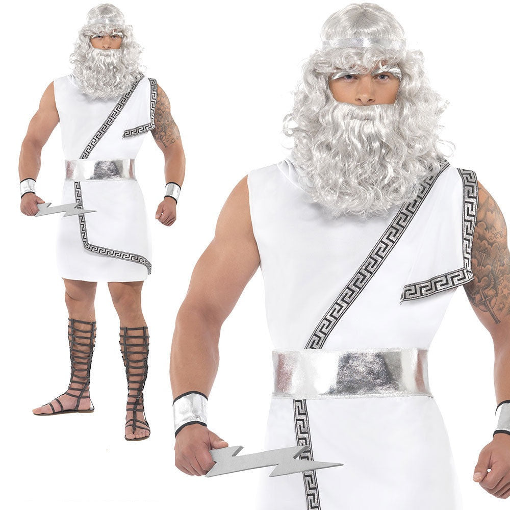 Zeus Costume Ancient Greek Roman Toga God Myth Mens Fancy Dress Medium