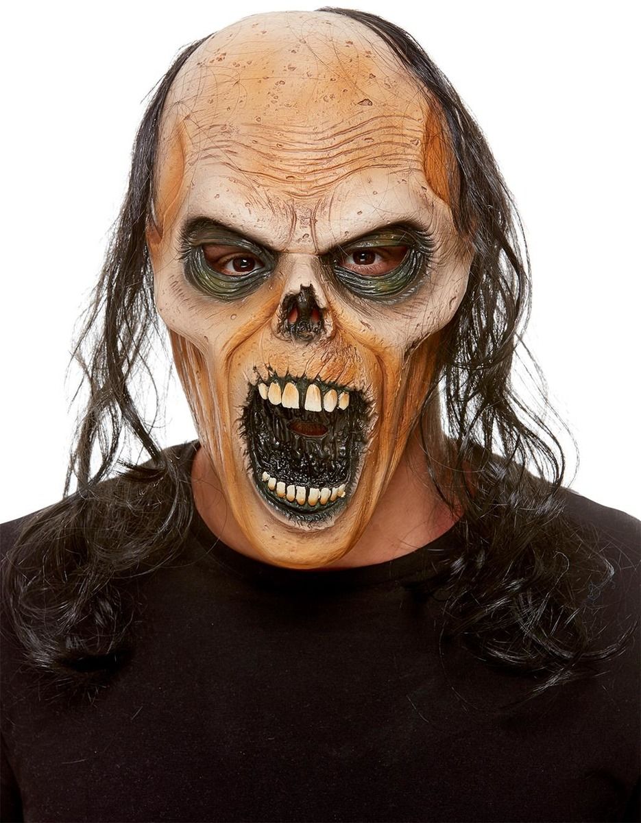 Adult Latex Decaying Zombie Mask + Hair Halloween Fancy Dress Accessory