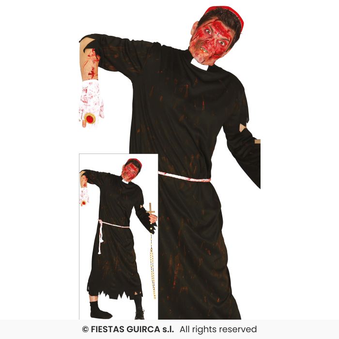 Zombie Priest mens Halloween Fancy Dress Costume Religious Figure Large
