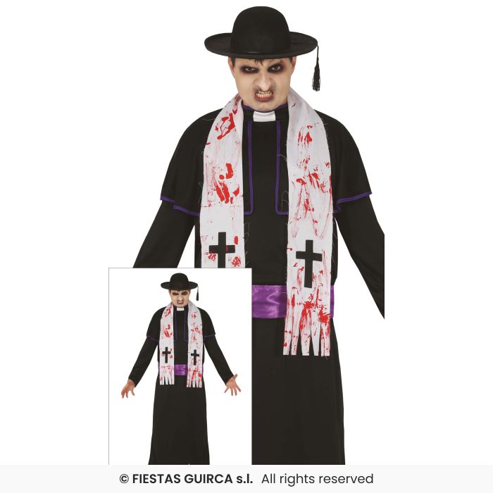 Zombie Priest Mens Halloween Fancy Dress Costume Religious Figure Adults