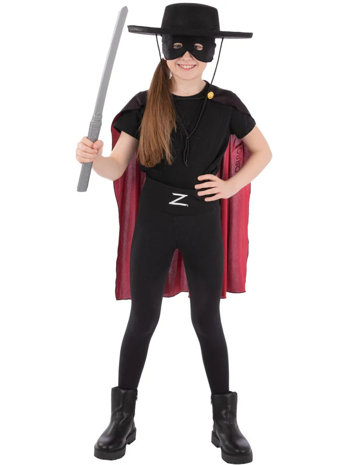 Zorro Instant Kit Bandit Official Kids Fancy Dress Halloween Outfit Boys Girls
