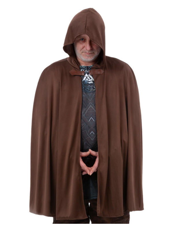 Historical Cape Medieval Brown Cape Adults Fancy Dress Accessor Hooded