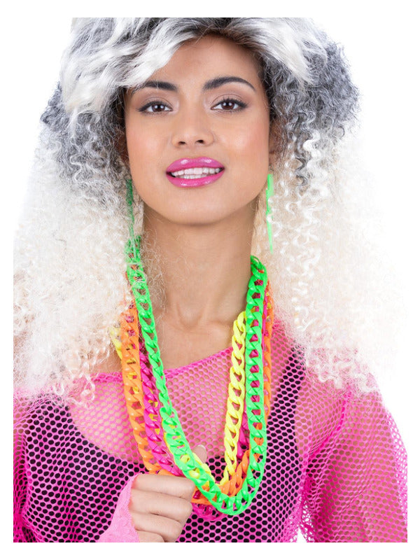 Neon Chains Adults 80s Fancy Dress Necklace Disco Rewind Party Ladies