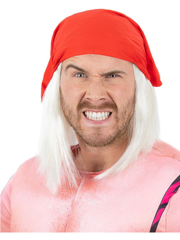 90s Wrestling Star Adults + Bandana Fancy Dress Kit Wrestler Sports Mens Ladies