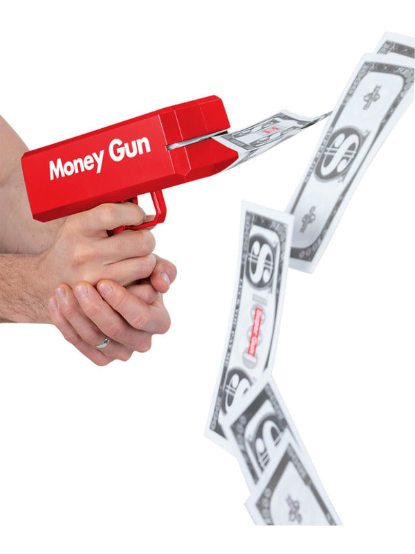 Plastic Money Gun Fancy Dress Prop Novelty Gun With 100 Paper Notes Make it Rain