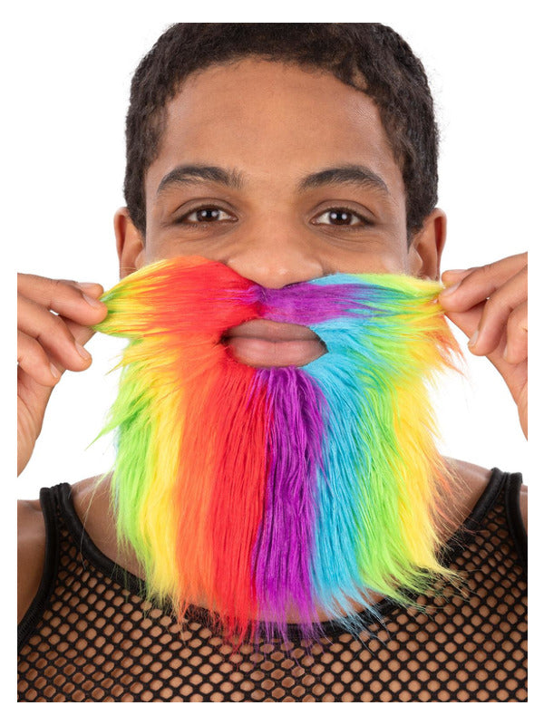 Facial Hair Beard Rainbow Summer Pride Fancy Dress Accessory Mens Tash & Beard