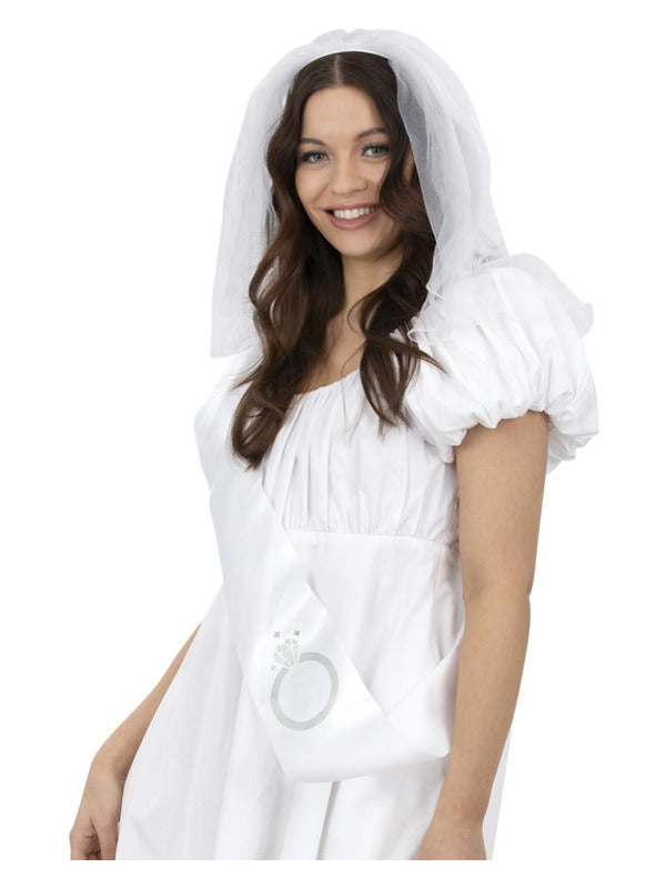 Bride Veil & Sash Kit Ladies Hen Night Hen Party Fancy Dress Prop White Veil & Sash
