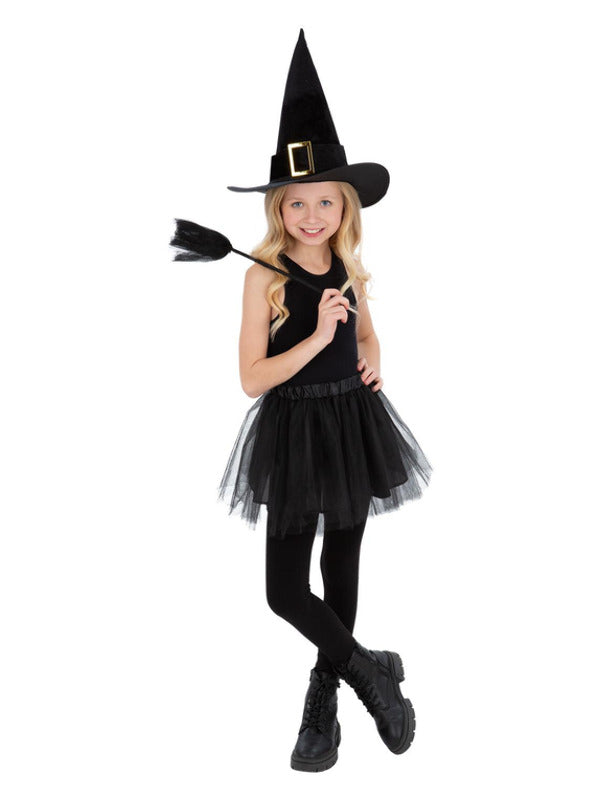 Kids Witch Set Girls Halloween Black Witches Outfit Fancy Dress