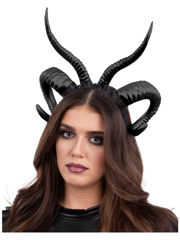 Double Demon Horns Adults Halloween Fancy Dress Accessory Ladies Demon Queen