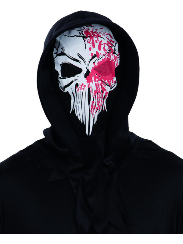 Halloween Mask Bloody Reaper Hooded Mask Adults Fancy Dress Snood Skull