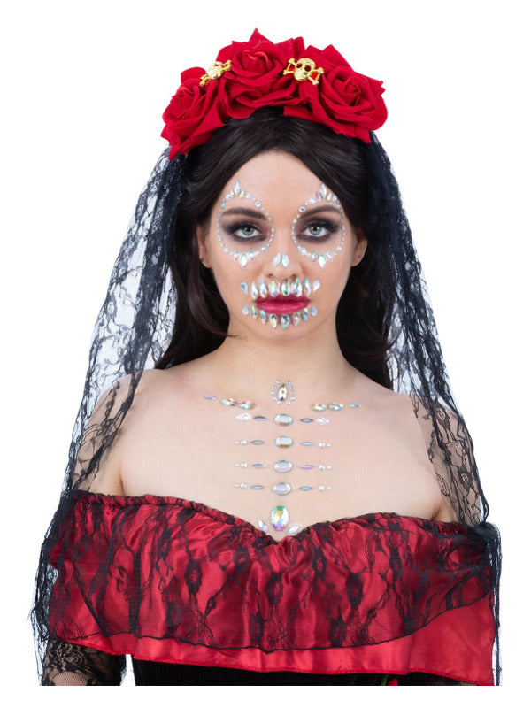 Face Jems Skull Gems Jewels Special Fx Halloween Ladies Make up Face Stickers