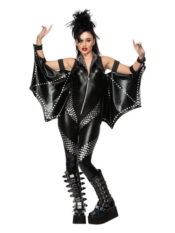 Rockstar Jumpsuit Fever Ladies 90s Punk Rocker Fancy Dress Costume
