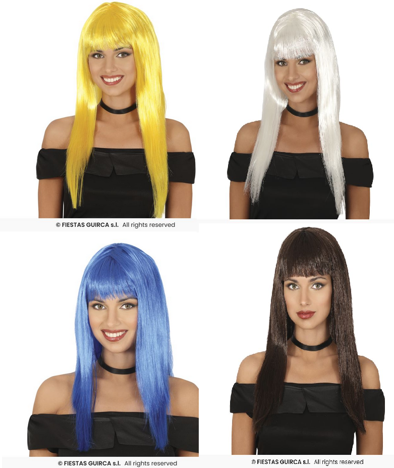 Ladies Long Straight Wig With Fringe Colour Fancy Dress Wig Adults 120gram