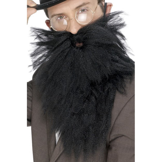 Long Beard & Black Long Beard And Tash Old England Gentleman Fancy Dress Accessory