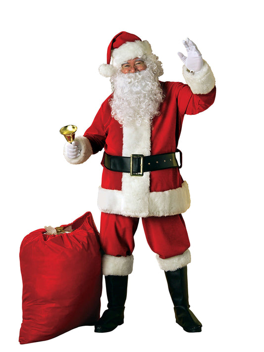 Deluxe Velvet Santa Suit Mens Santa Claus Christmas Fancy Dress Costume